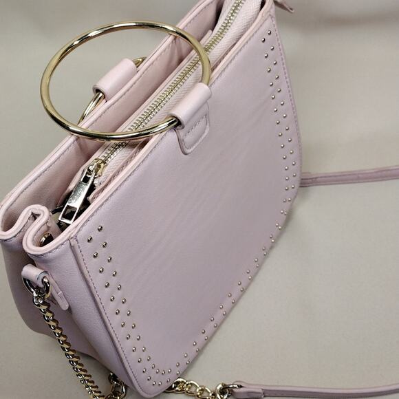 Elegant Studded Gold Light Baby Pink Chain Boho Chick Sheek Crossbody Bag Purse - Picture 15 of 16